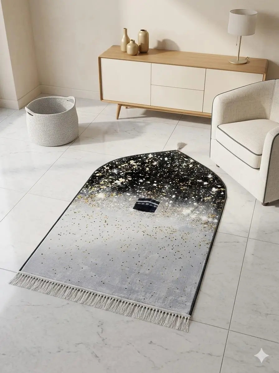 Luxurious Velvet Printed Prayer Mat - 1 Pcs in Maroon, Red, and Orange